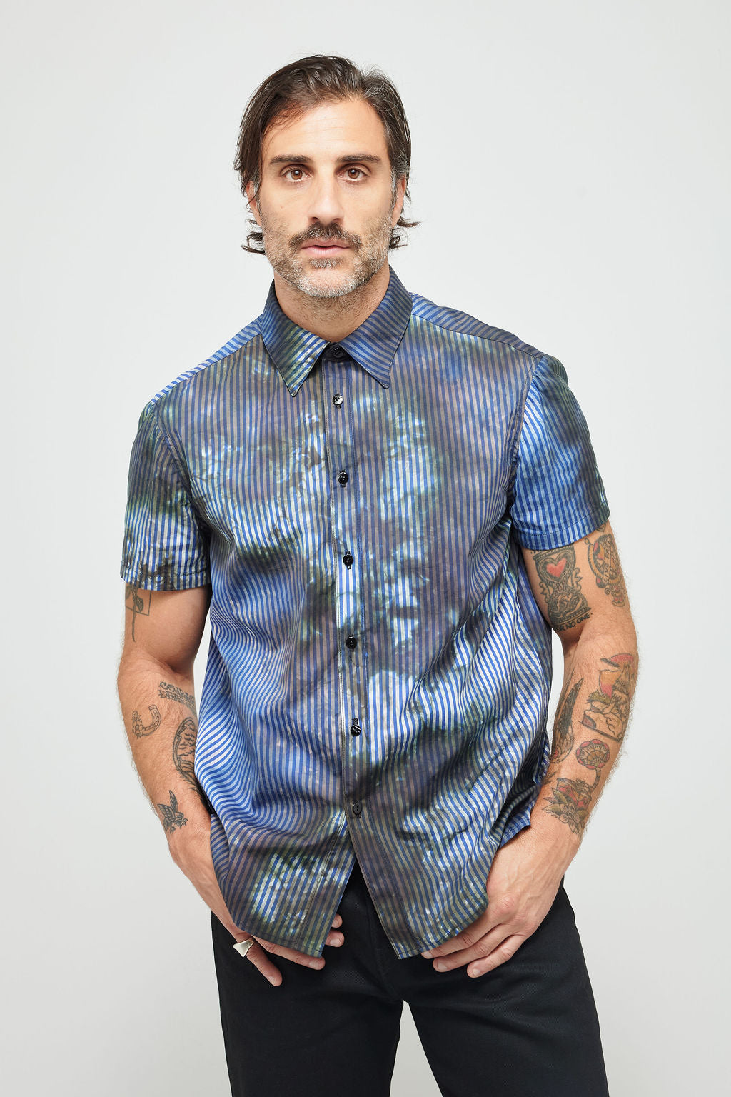 Shadow dyed Short Sleeve Button Down