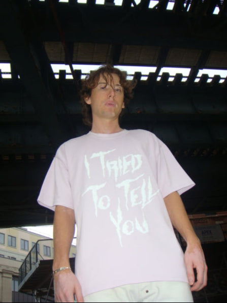 I Tried To Tell You Puff Print T Shirt in Orchid/Bone