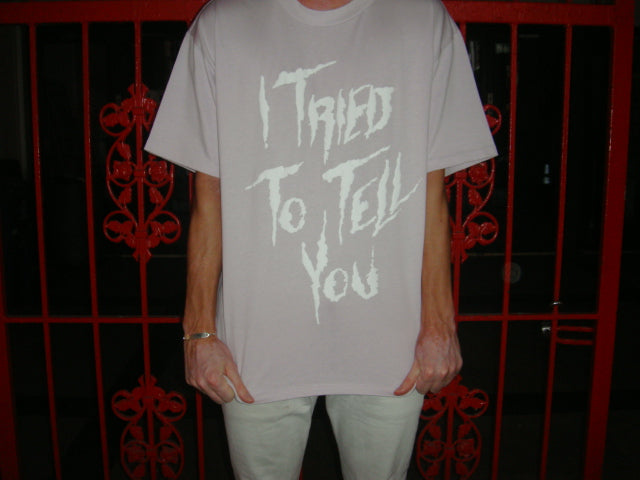 I Tried To Tell You Puff Print T Shirt in Orchid/Bone