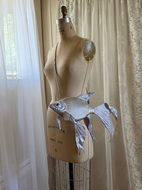 PREORDER Fish Clutch Purse- Periwinkle Grey