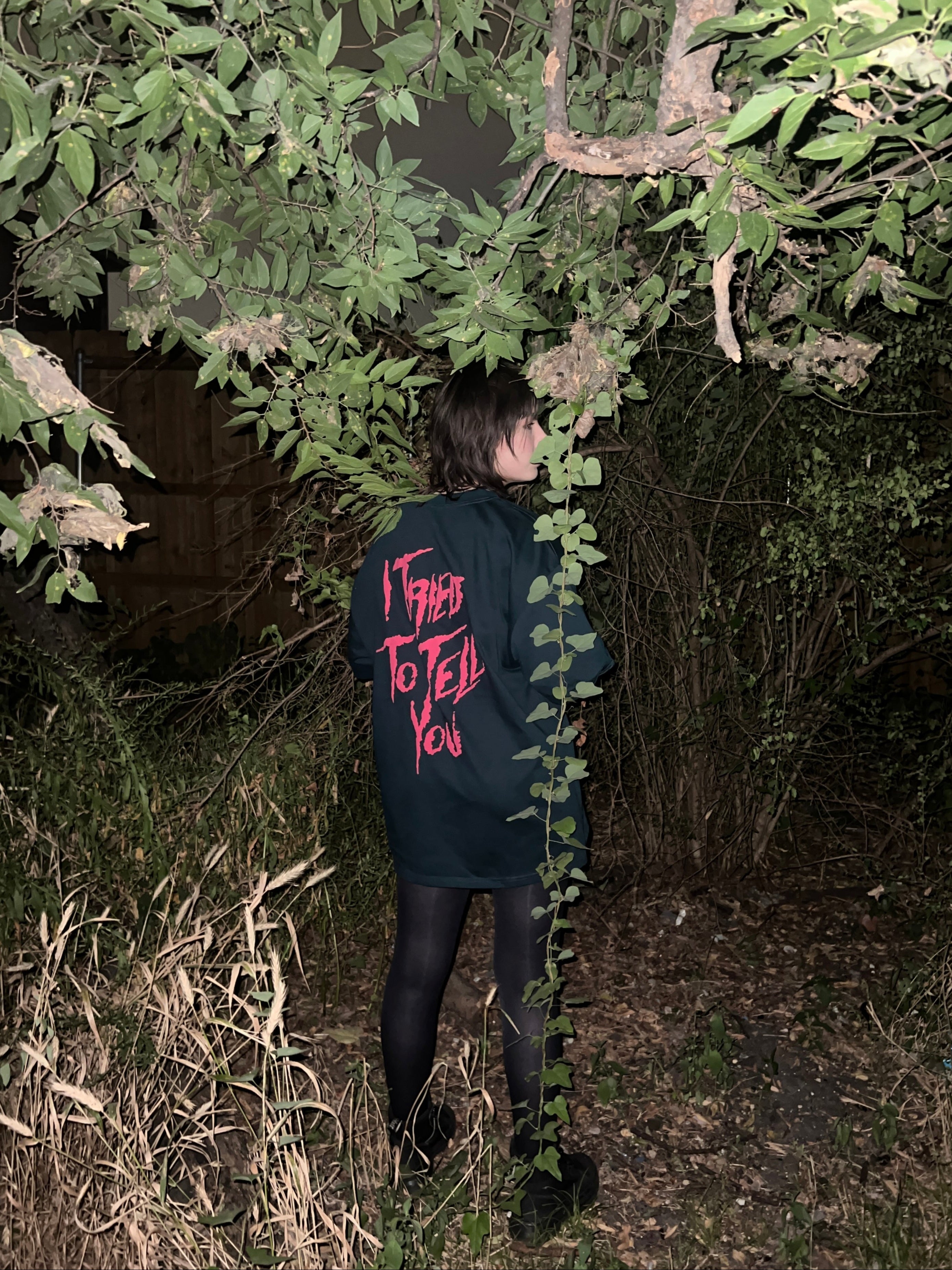 I Tried To Tell You Puff Print T Shirt in Forest/Rose
